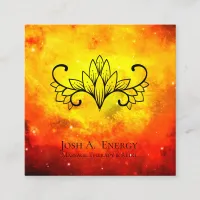 *~* Lotus Universe Gold  Orange Galaxy Nebula Square Business Card