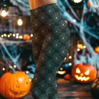 Dark Gray Spider Web Pattern Halloween Leggings