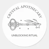 Simple Black & White Apothecary Mystic Key Classic Round Sticker