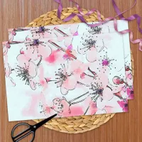 Watercolor Cherry Blossoms Spring Illustration Tissue Paper