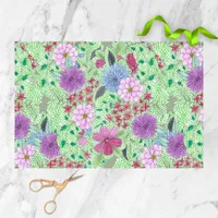 Enchanting Colorful Watercolor Garden Blooms  Tissue Paper