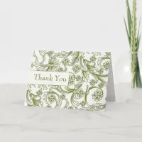 Green and White Floral Spring Wedding Thank You Card