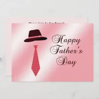 Happy Fathers Day Hat Pink Dot Tie Family Brunch Invitation