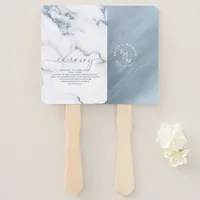 Modern Marble Glitter Wedding Dusty Blue ID816 Hand Fan