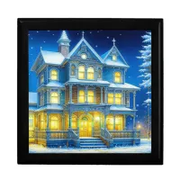 Joyeux Noël Pretty Blue Christmas House Gift Box