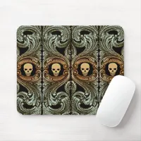 Goth Sage Green Ornament With Skull Mouse Pad