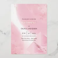 Glamorous Geometric Modern Rose Gold Wedding Foil Invitation