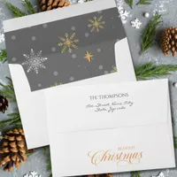 Modern Winter Snowflakes Grey Holiday Envelope