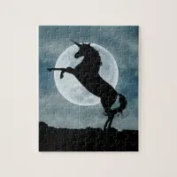 Unicorn Silhouette Full Moon Night Sky, ZKOA Jigsaw Puzzle