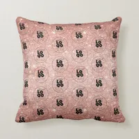 Add Your Logo Custom Rose Gold Glitter Branded Throw Pillow