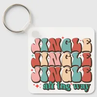 Jingle all the way Retro Groovy Christmas Holidays Keychain