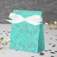 Elegant Romantic Daisies Floral Turquoise Wedding Favor Boxes