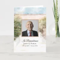 Natural Beach Watercolor Funeral Service Folded Program