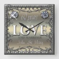 60 Years of Love ID196 Square Wall Clock