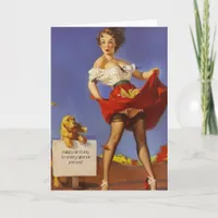 Happy Birthday Pinup Gal and Dog Card