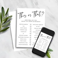 This or That Who Knows the Bridal Shower Game Invitation