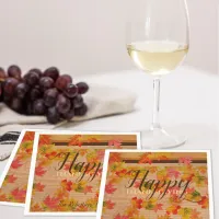 Happy Thanksgiving Fall Maple Leaves On Barn Wood Napkins