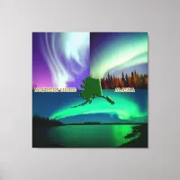 Northern Lights of Alaska Collage Canvas Print