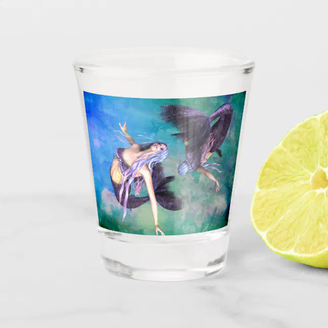 Pisces – Two Mermaids Swimming in a Loop Shot Glass