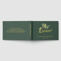 Elegant Modern Green Quinceañera Foil Guest Book