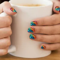 Faux Neon Animal Skin Pattern Nail Art Design