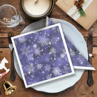 Prettiest Snowflakes Pattern Violet ID846 Paper Dinner Napkins