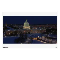 United States Capitol Building at Night Wall Sticker