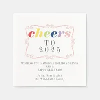 2025 Cheers Modern Retro Holiday Happy New Year Napkins