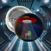 Unicorn Under UFO Rainbow Beam at Night, ZKoA Button