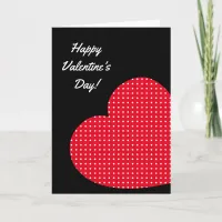 Red and White Polka Dot Heart Valentine Holiday Card