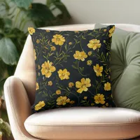 Elegant Yellow Buttercup Flowers Throw Pillow