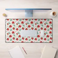 Minimalist Watercolor Botanical Poinsettia Desk Mat