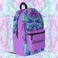 Magnificent hydrangea blossoms, personalizable    printed backpack