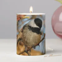Cute Hopeful Black-Capped Chickadee Songbird Pillar Candle