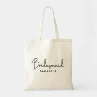 Handwritten Signature Personalized Bridesmaid Tote Bag