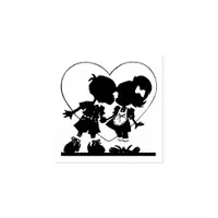 Cartoon Couple in Love with Heart Rubber Stamp