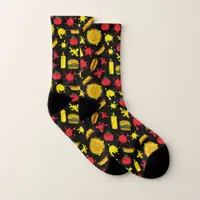 Cool Burgers Hot Dogs Ketchup Mustard Print Socks