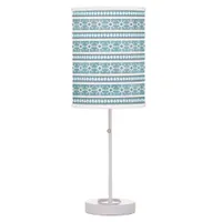 Southwest Winter Snowflakes & Pine Trees Blue Table Lamp