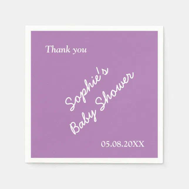 Baby Shower Soft Purple Minimalist Paper Napkins