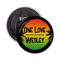 One Love Jamaican Rasta Tropical Palms Bottle Opener