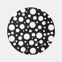 White Polka Dots on Black | Outdoor Rug