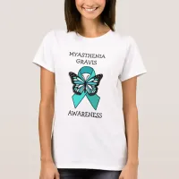 Myasthenia Gravis Awareness Ribbon and Butterfly T-Shirt