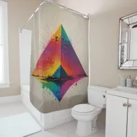 Vibrant Abstract Pyramid Art Artistic Design Shower Curtain