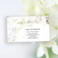 White Hydrangea Flowers Watercolor Florist Business Card