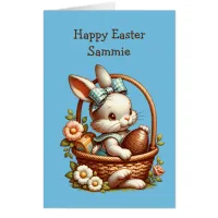 Huge Vintage Easter Bunny with Chocolate Egg Card