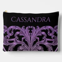 Unique Vintage Swirl Ombre Purple Personalized  Accessory Pouch