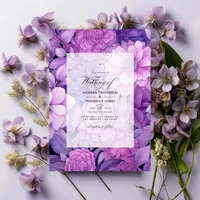 Dusty Violet  Floral Wedding Invitation