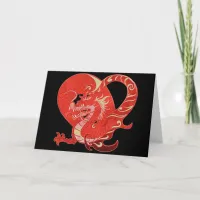 Dragon Heart Valentine Black Background Holiday Card