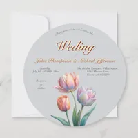 Romantic and Poetic Pastel Tulips Watercolor  Invitation