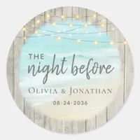 Rustic Beach Rehearsal Dinner Night Before Classic Round Sticker